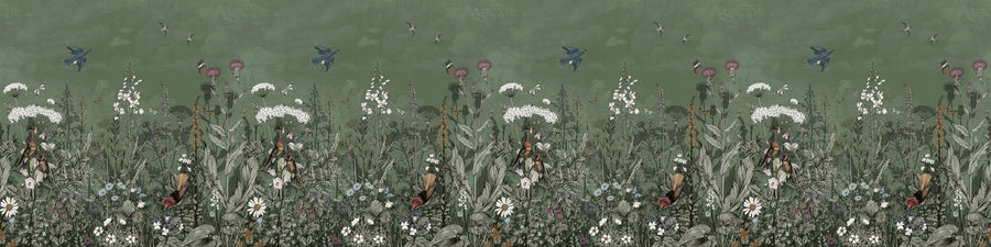 Meadow Finds Green Mural Wallpaper