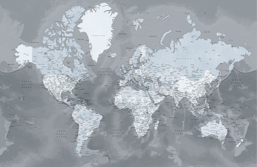 World Map Cities - Zanders Mural Wallpaper