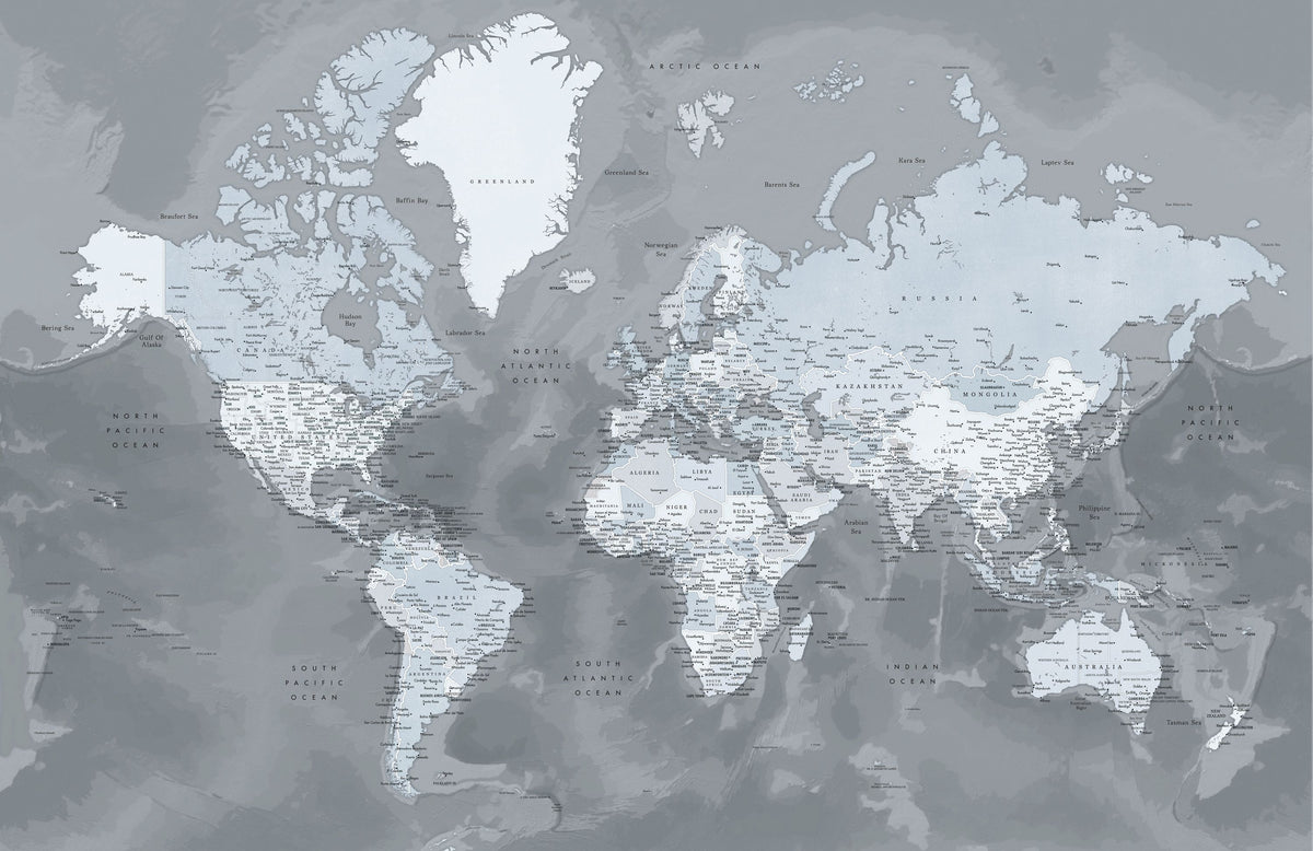 World Map Cities - Zanders Mural Wallpaper - pure wallpaper artwork