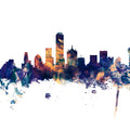 Dallas Skyline Blue & Bronze Mural Wallpaper - pure wallpaper artwork