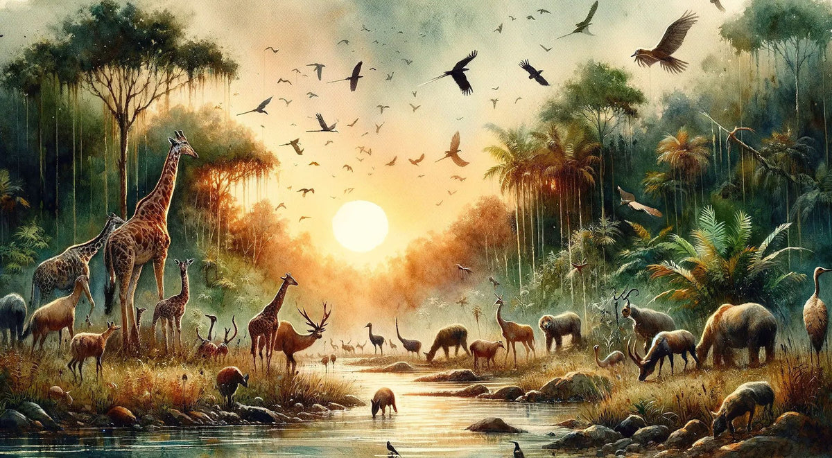 Harmony and Diversity in the Jungle's Heart Mural Wallpaper - pure wallpaper artwork