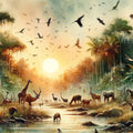 Harmony and Diversity in the Jungle's Heart Mural Wallpaper - pure wallpaper artwork