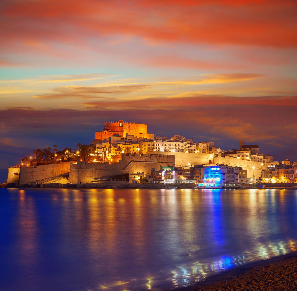Mediterranean Castle Sunset Mural Wallpaper - pure wallpaper artwork
