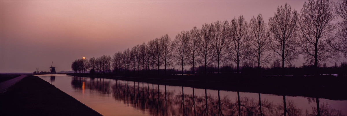 Windmill Twilight Reflection Mural Wallpaper - pure wallpaper artwork