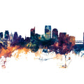 Sacramento California Skyline Blue & Bronze Mural Wallpaper - pure wallpaper artwork
