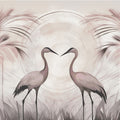 Cranes At Sunset Smoke Mural Wallpaper - pure wallpaper artwork