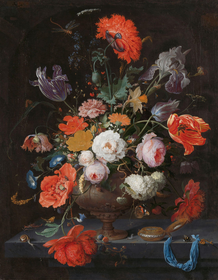 Still Life with Flowers and a Watch Mural Wallpaper