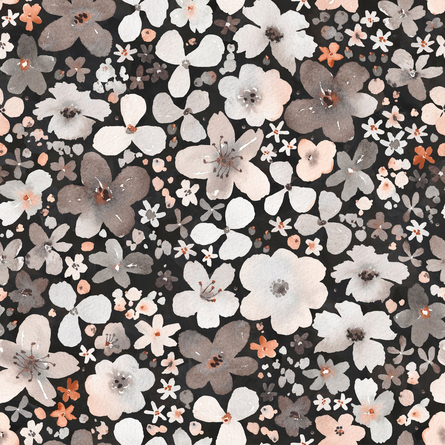 Wildflower Meadow, Dark Mural Wallpaper