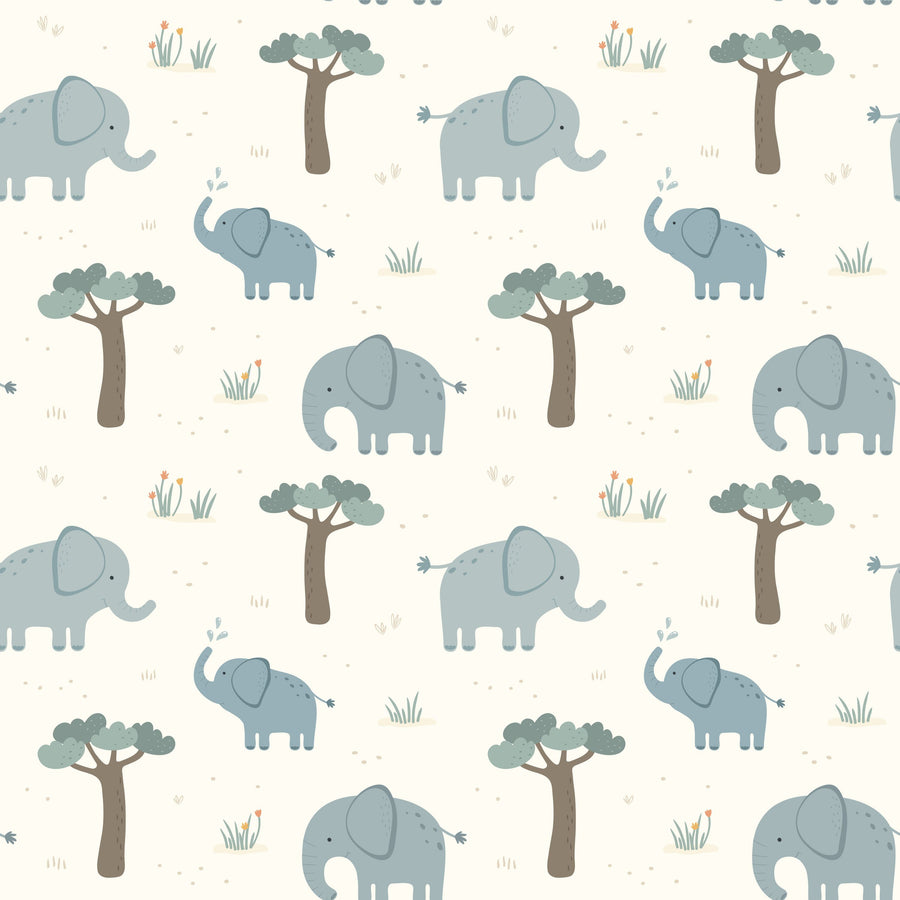 Elephant Meetings Mural Wallpaper