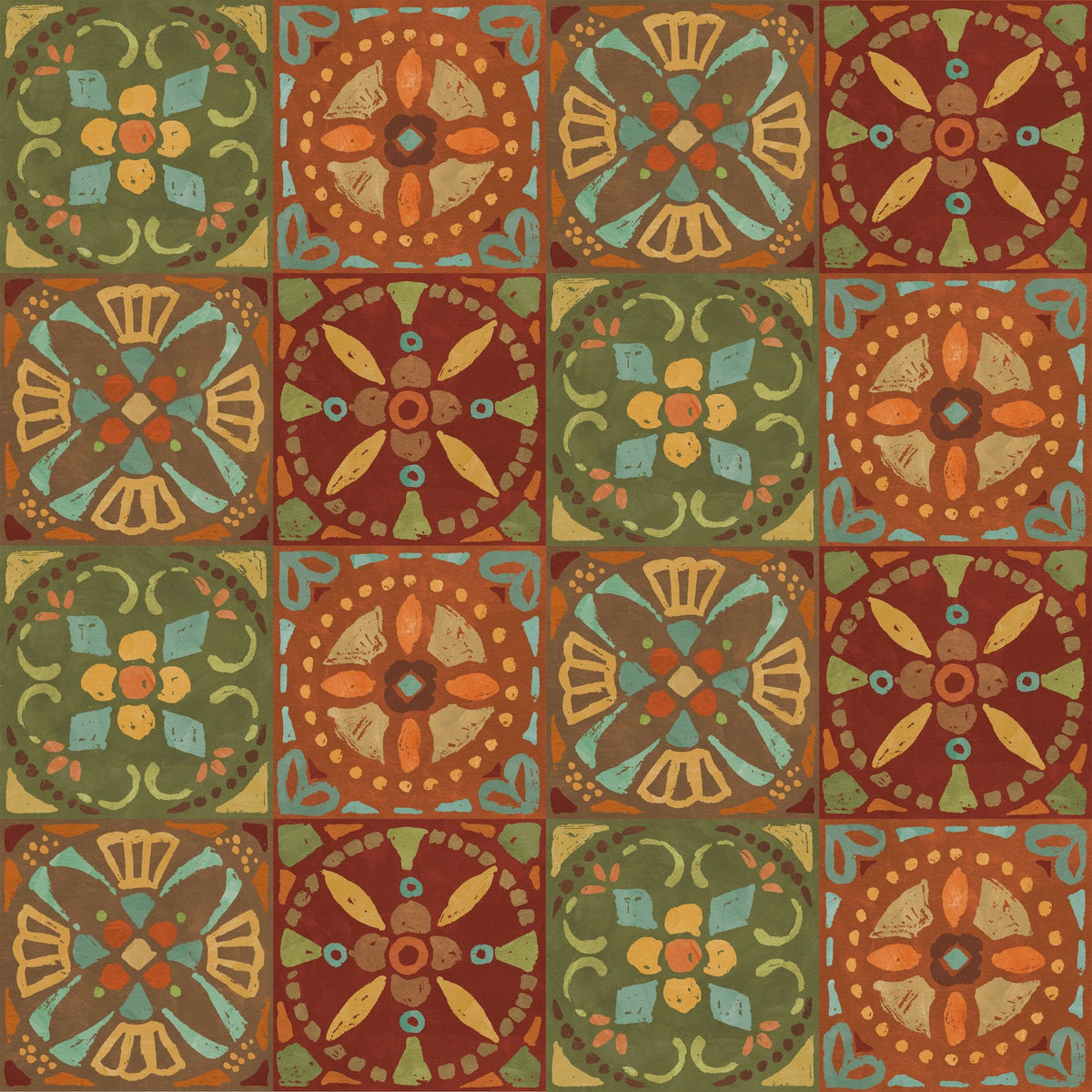 Autumn Tiles Brown Mural Wallpaper - pure wallpaper artwork