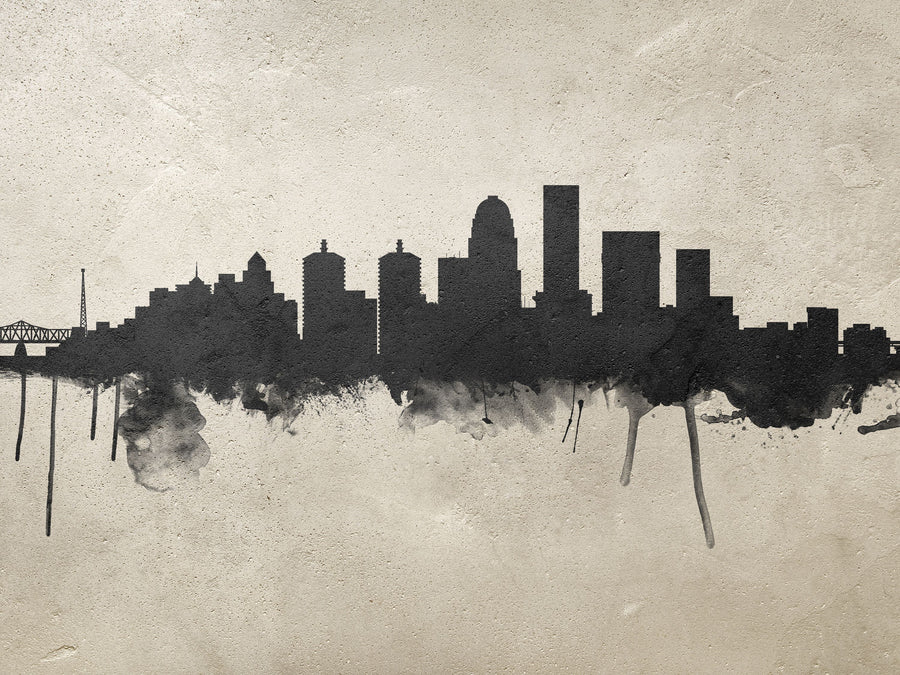 Louisville Kentucky Skyline Concrete Mural Wallpaper