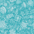 Kala Flowers White on Turqouise Mural Wallpaper - pure wallpaper artwork