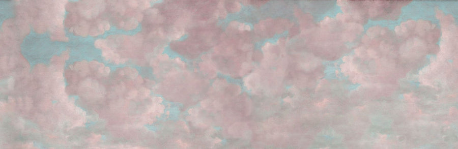 Cloud Wallpaper Mural – Sky Wall Mural – Painted Dreamy Clouds, Pink printable artwork