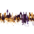 Lisbon Portugal Skyline Purple & Gold Mural Wallpaper - pure wallpaper artwork