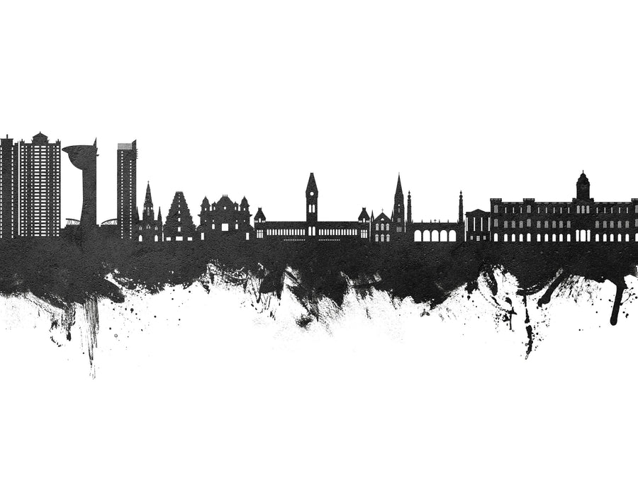 Chennai Skyline India Black & White Mural Wallpaper