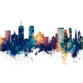 Syracuse New York Skyline Blue & Bronze Mural Wallpaper - pure wallpaper artwork