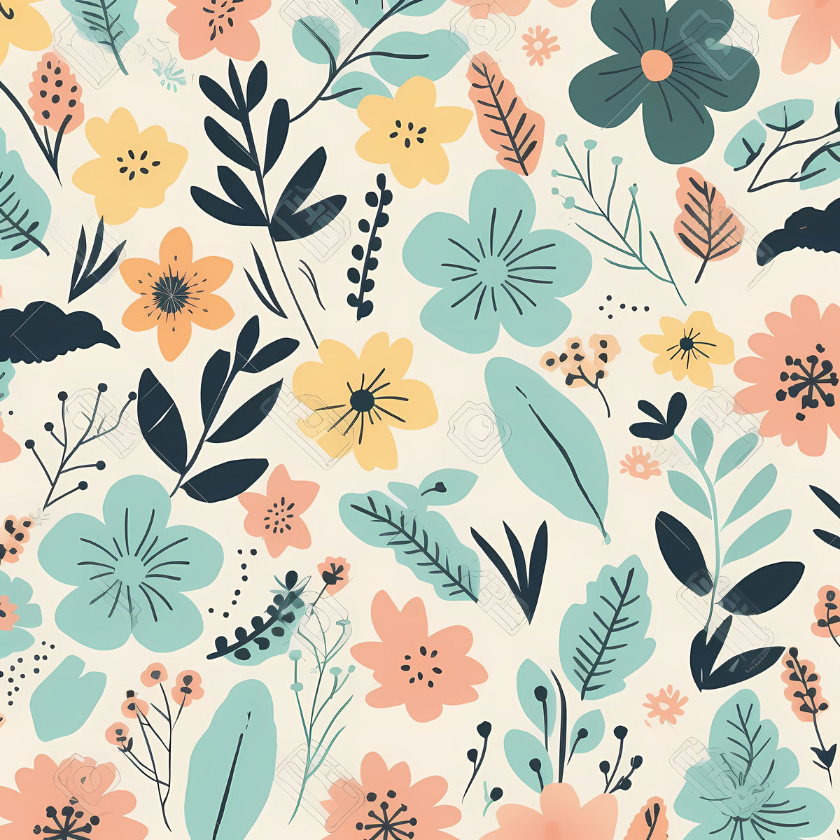 Flowery Swirls Mural Wallpaper - pure wallpaper artwork