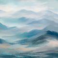 Foggy Mountains, Aqua Mural Wallpaper - pure wallpaper artwork