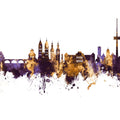 Koblenz Germany Skyline Purpl & Gold Mural Wallpaper - pure wallpaper artwork