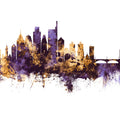 Philadelphia Skyline Purple & Gold Mural Wallpaper - pure wallpaper artwork