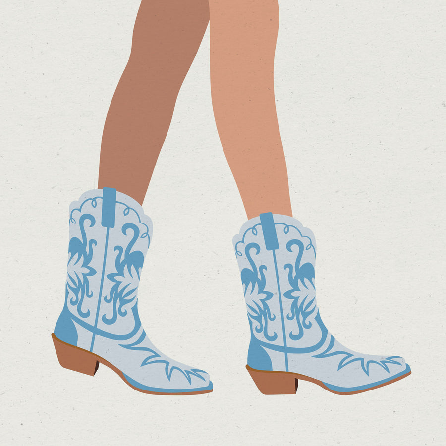 Cowgirly I Blue Mural Wallpaper