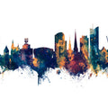 Dortmund Germany Skyline Blue & Bronze Mural Wallpaper - pure wallpaper artwork