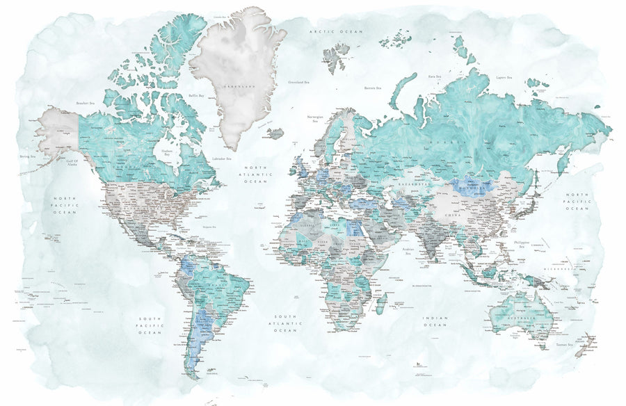 World Map Cities - Ruben Mural Wallpaper