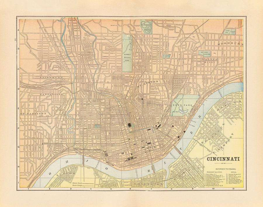Map of Cincinnati Mural Wallpaper