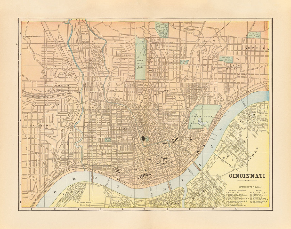 Map of Cincinnati Mural Wallpaper - pure wallpaper artwork