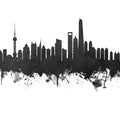 Shanghai China Skyline Black & White Mural Wallpaper - pure wallpaper artwork