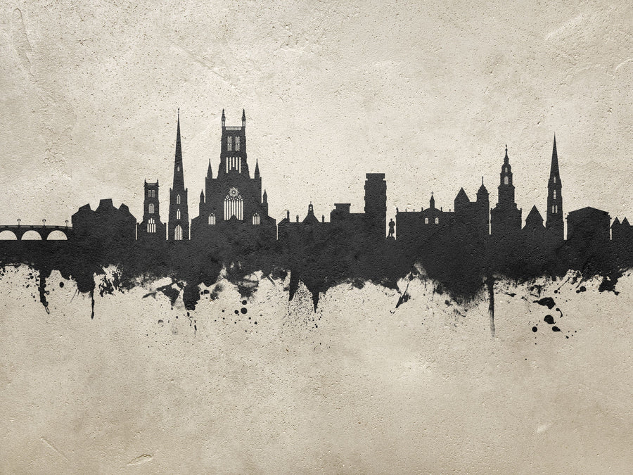 Worcester England Skyline Concrete Mural Wallpaper