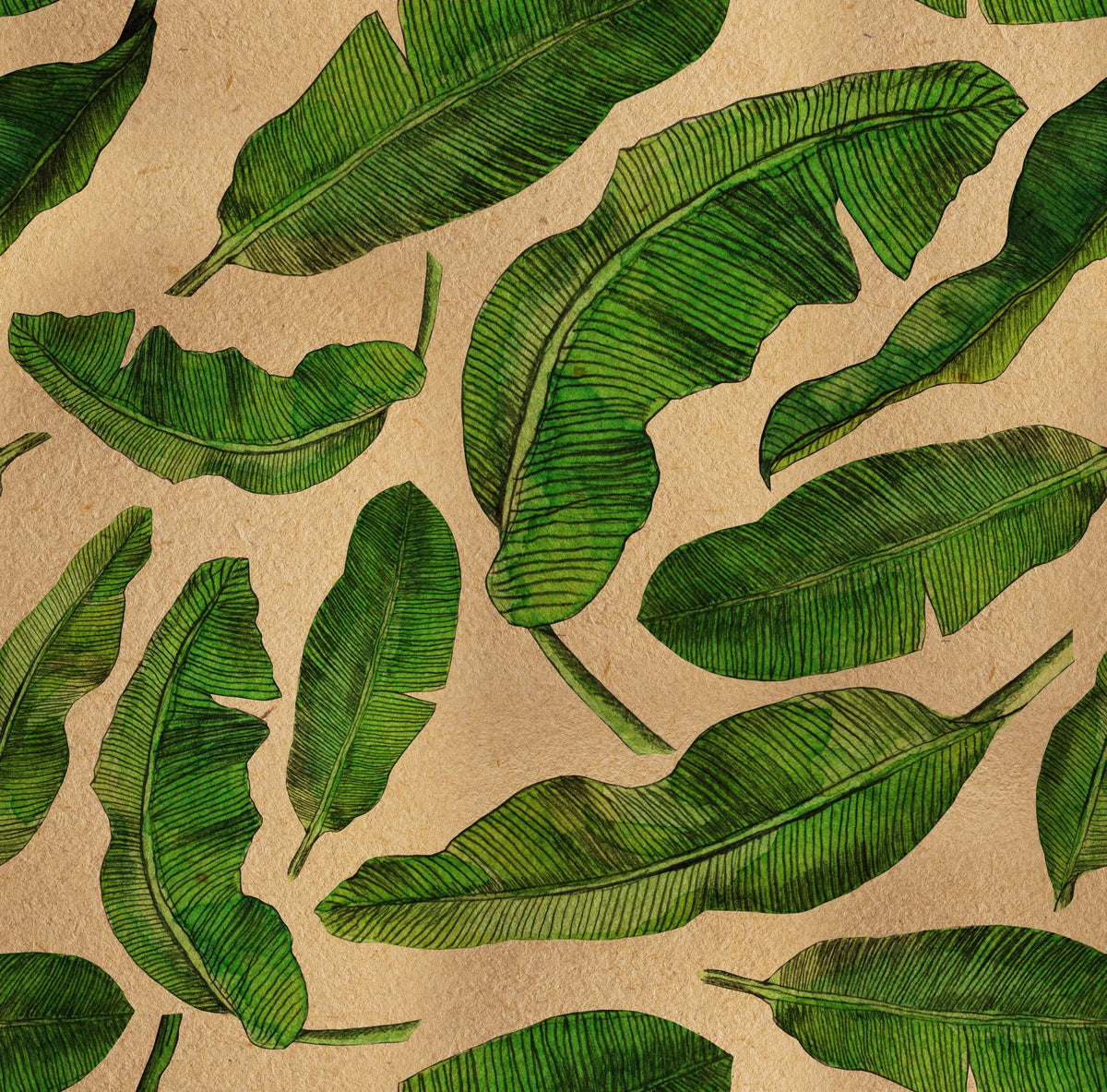 Scattered Banana Leaves Mural Wallpaper - pure wallpaper artwork
