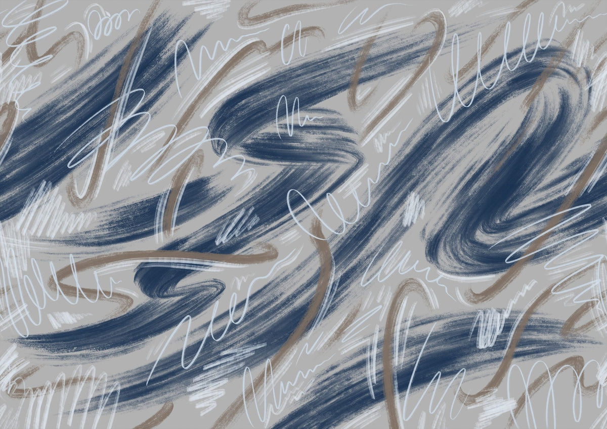 Scribble Flow, Ocean Mural Wallpaper - pure wallpaper artwork