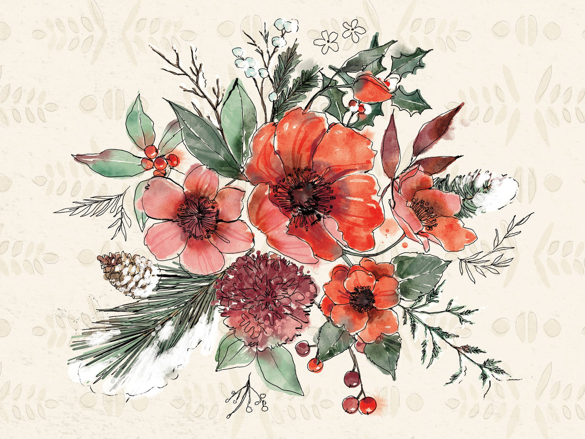Festive Blooms IX Mural Wallpaper - pure wallpaper artwork