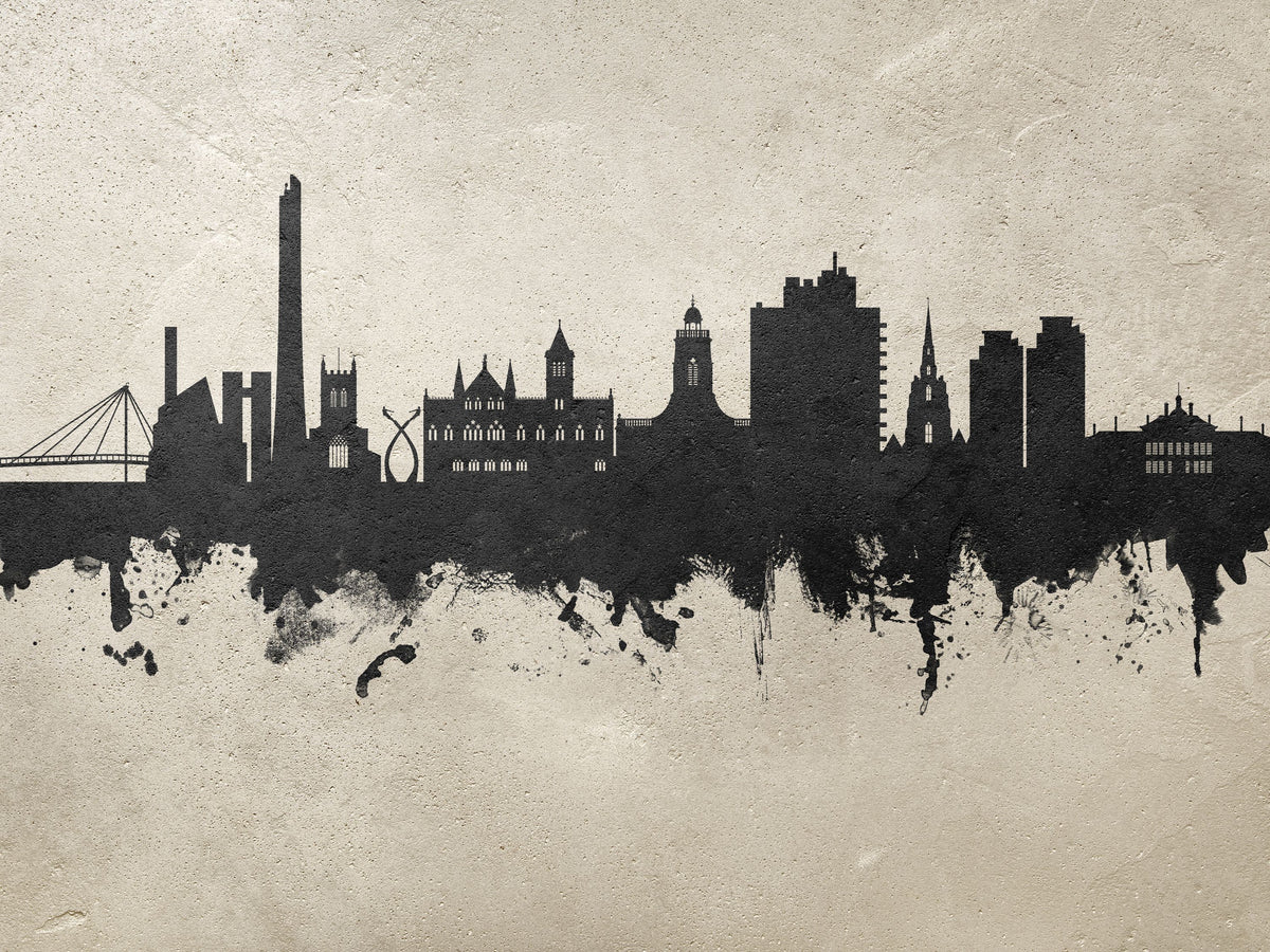 Northampton England Skyline Concrete Mural Wallpaper - pure wallpaper artwork
