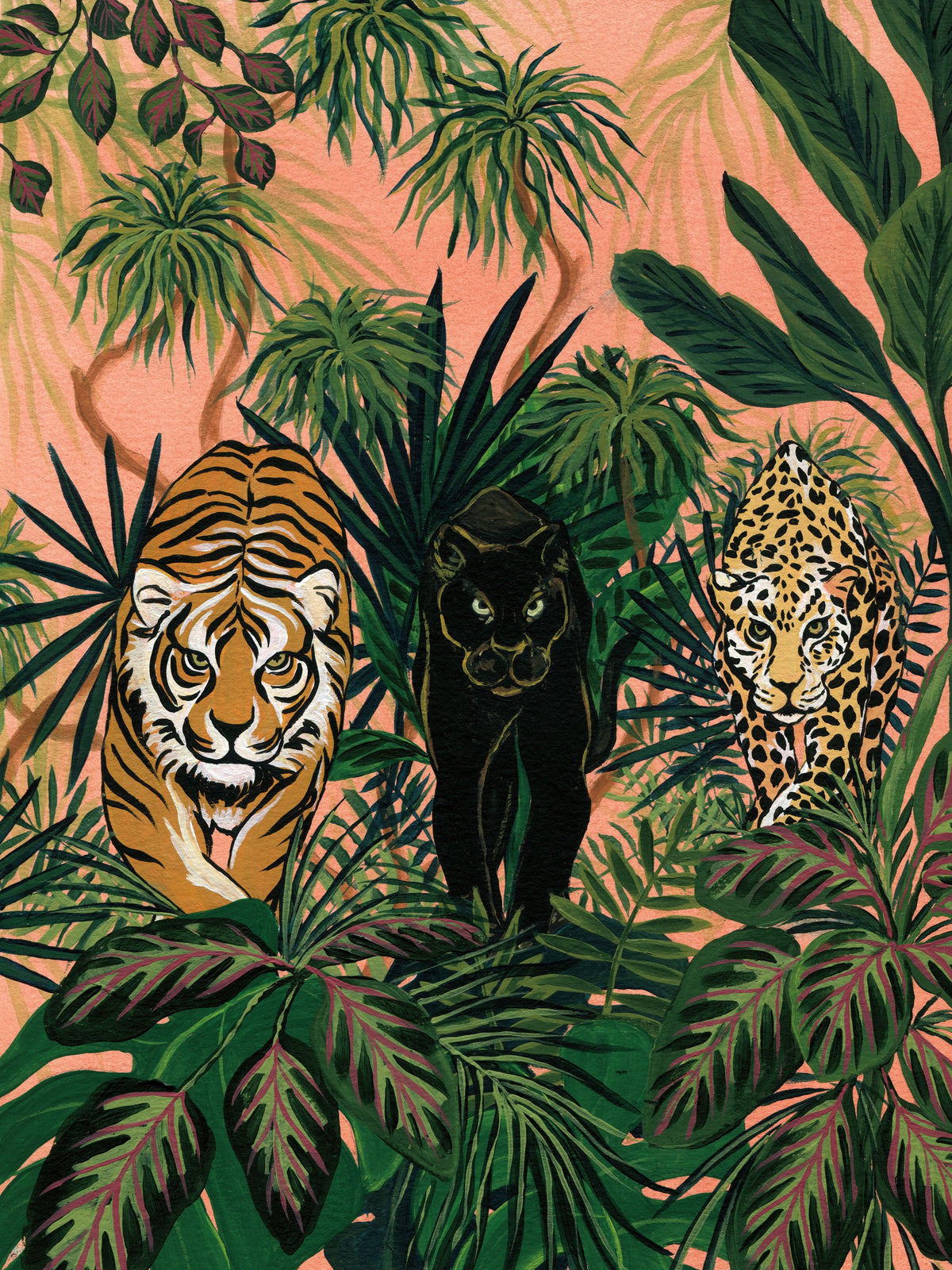 Boho Jungle Prowlers Mural Wallpaper - pure wallpaper artwork