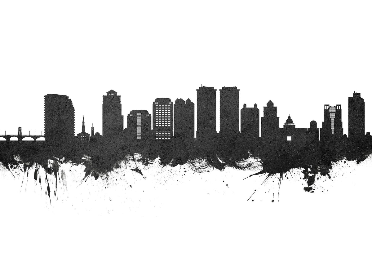 West Palm Beach Florida Skyline Black & White Mural Wallpaper - pure wallpaper artwork