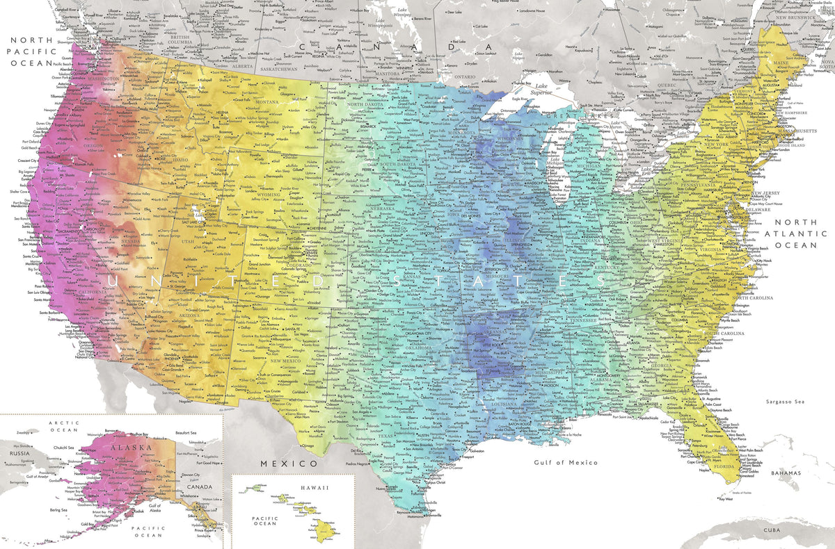 US Map Detailed - Jude Mural Wallpaper - pure wallpaper artwork