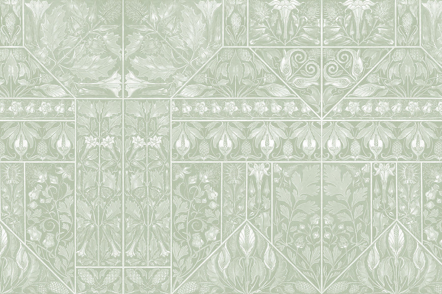 Floral Mood Green Mural Wallpaper - Neutral Tone