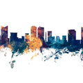 Fort Worth Texas Skyline Blue & Bronze Mural Wallpaper - pure wallpaper artwork