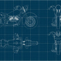 Motorcycle Blueprint Mural Wallpaper - pure wallpaper artwork