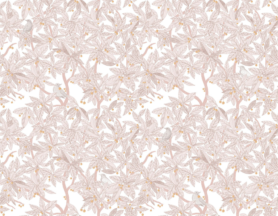 Cherry Tree Birds, Blush Pink Mural Wallpaper