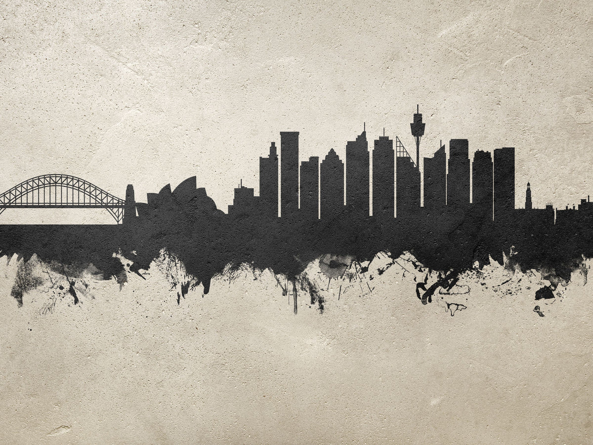 Sydney Australia Skyline Concrete Mural Wallpaper - pure wallpaper artwork
