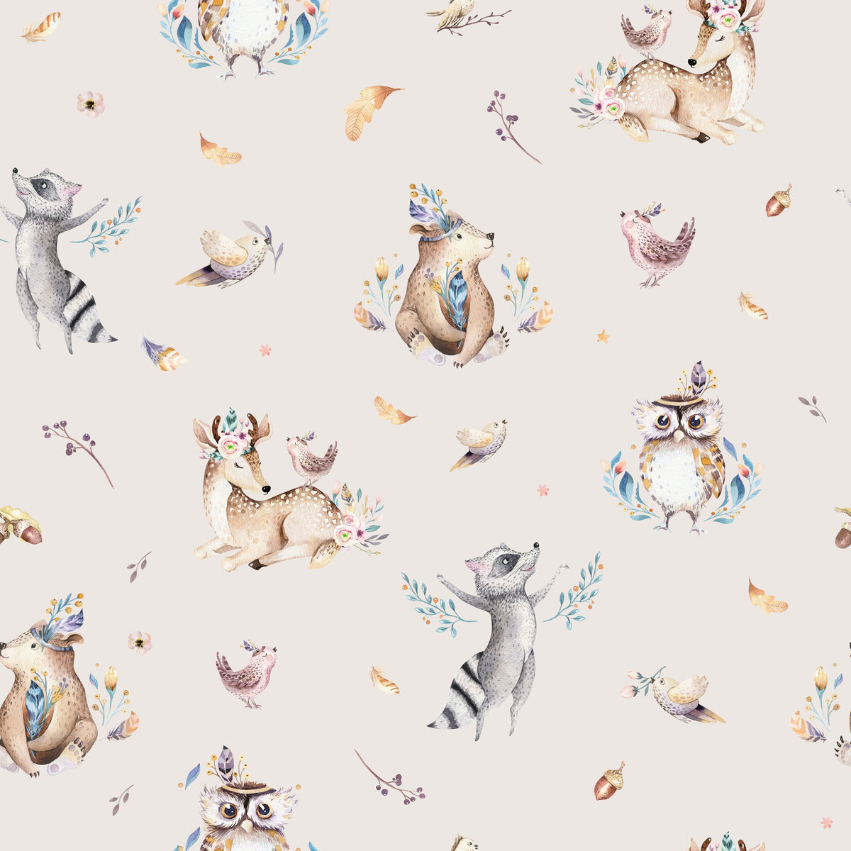 Forest Friends Mural Wallpaper - pure wallpaper artwork