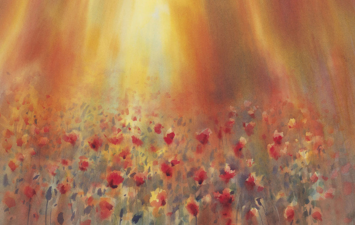 Sunlit Poppy Field Mural Wallpaper - pure wallpaper artwork