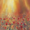 Sunlit Poppy Field Mural Wallpaper - pure wallpaper artwork