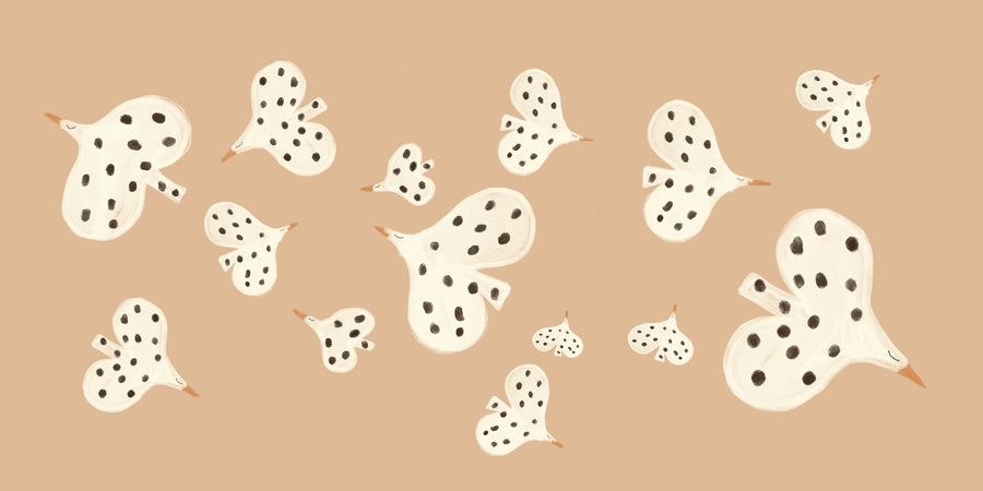 Birds Flying High, Peach Mural Wallpaper