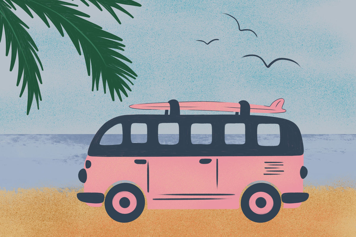 Sweet Surf Bus Mural Wallpaper - pure wallpaper artwork