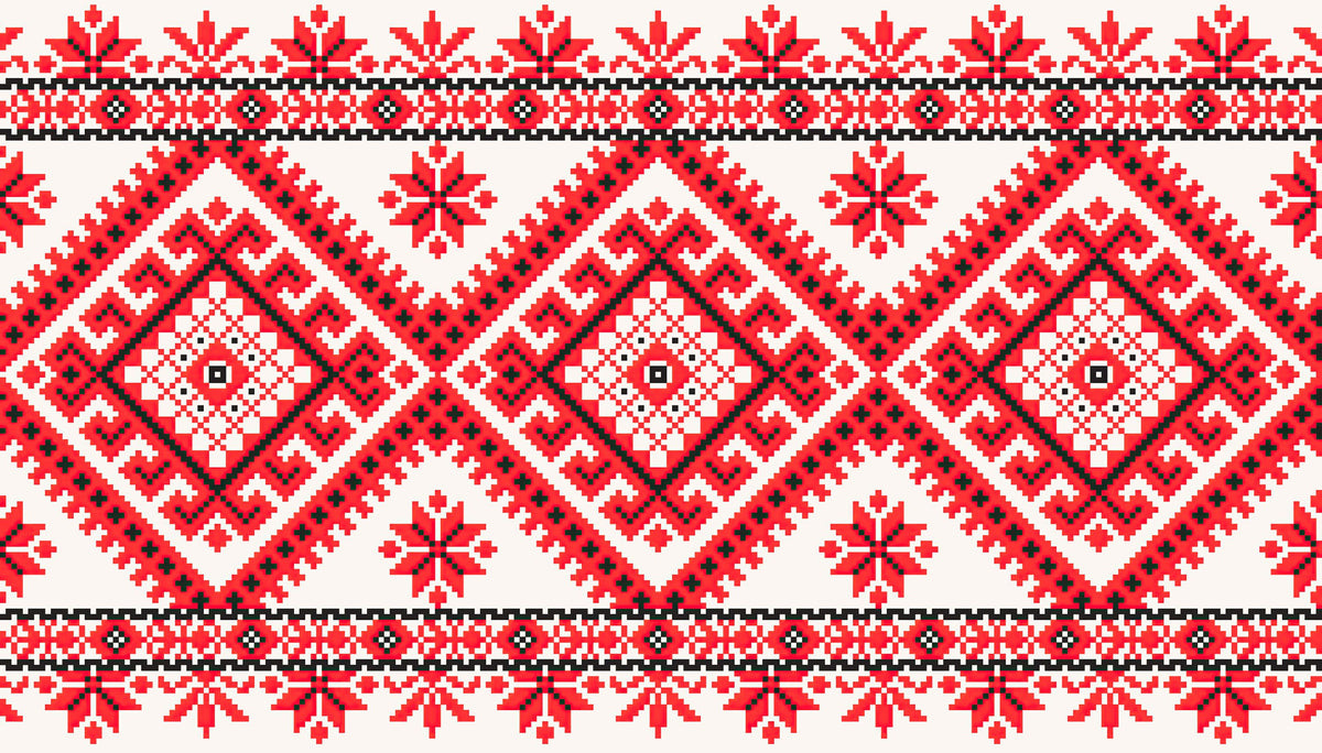 Pixel Embroidery Red Mural Wallpaper - pure wallpaper artwork