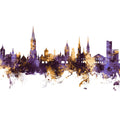 Freiburg Germnay Skyline Purple & Gold Mural Wallpaper - pure wallpaper artwork